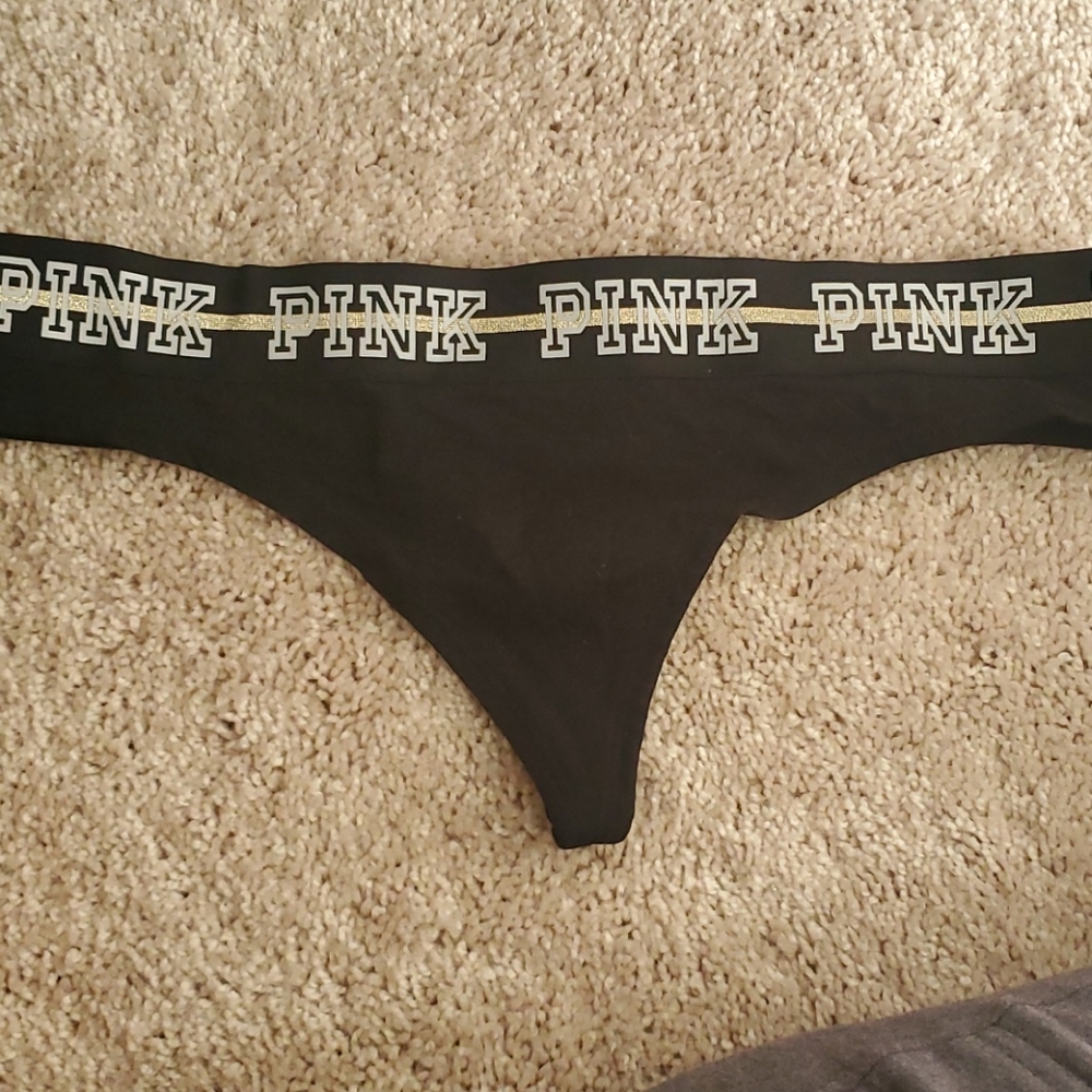 Black gold and white PINK thong